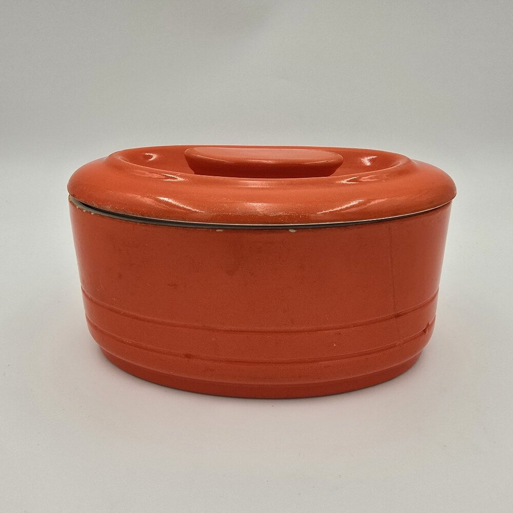 Vintage Ceramic Oval Serving Dish MCM Style 1950s Covered Bowl Good Condition